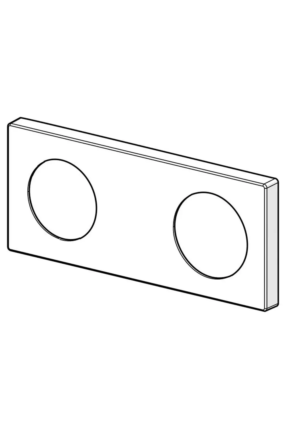 Deckplatte in rechteckiger Form mit zwei kreisförmigen Ausschnitten, gefertigt von HANSA, geeignet für Sanitärinstallationen oder Waschtischanwendungen.